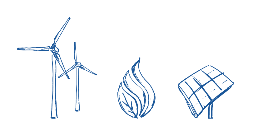 Icons Windkraft Biogas Photovoltaik